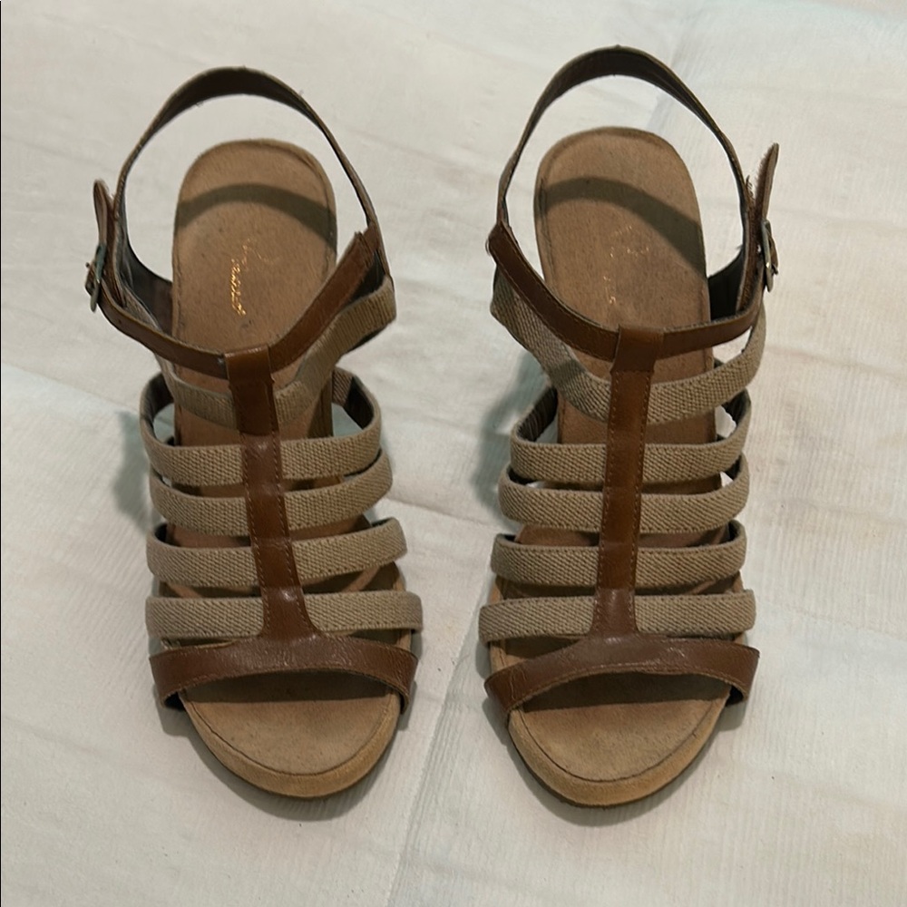 A2 By Aerosoles Brown Wedge Sandals with Strappy Design